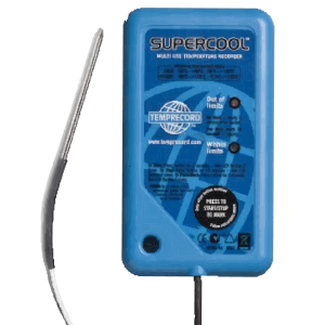 Supercool data logger from Temprecord dry ice data logger. Data logger display screens. Data logger used with Rate of cooling statistics in Medical, Pharmaceutical, Food processing, Abattoir and logistics. Calibrated. ISO 17025 accredited